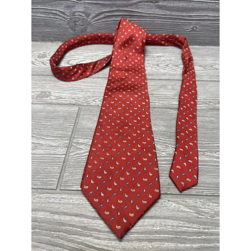 Vesuvio Napoli Made In Italy Mens Pure Silk Neck Tie Red Blue Paisley Handmade